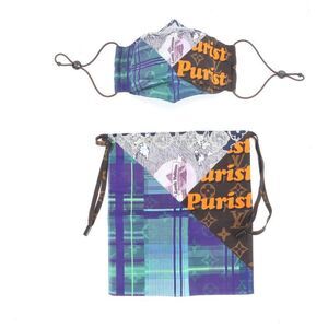 Louis Vuitton Monogram Carre Collage Drawstring Pouch Mask Set Mp3127 Silk